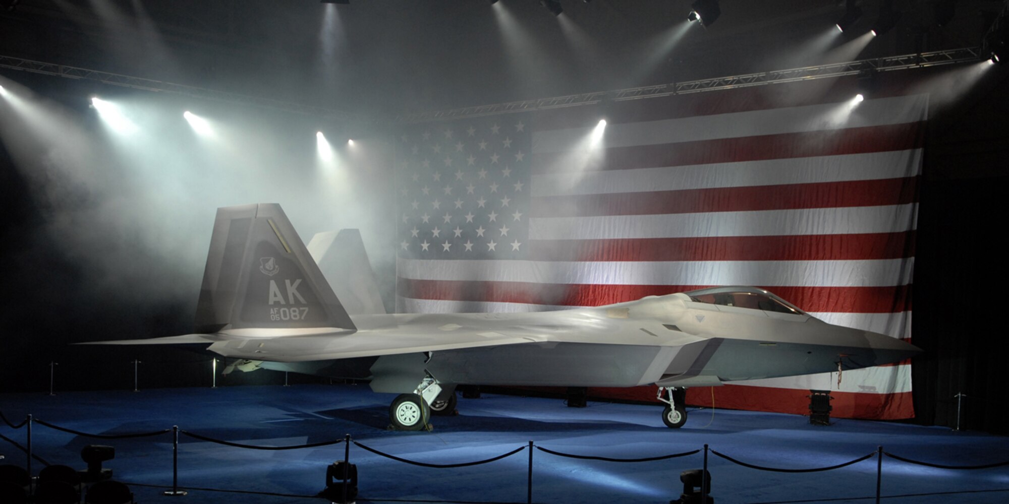MARIETTA, Ga -- Representatives from the U.S. Air Force and Lockheed Martin gathered, Feb 12, 2007, to see the roll-out of Pacific Air Forces' first F-22. This F-22 is the first of several that will be assigned to PACAF at Elmendorf Air Force Base, Alaska. 