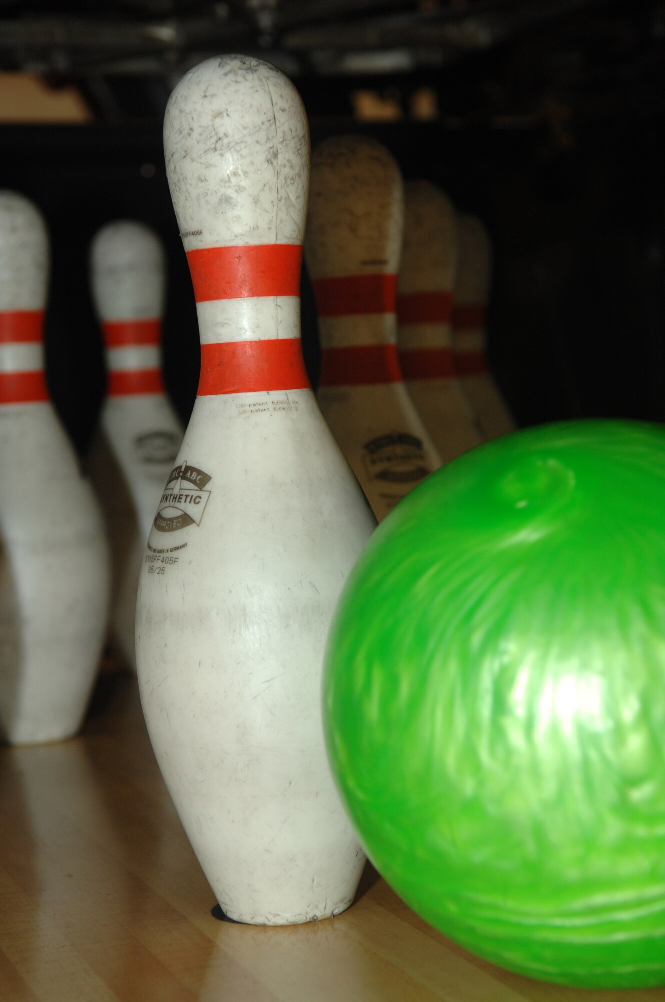MINOT AIR FORCE BASE, N.D. -- The head pin begins to lean as a ball hits the pocket at Rough Rider Lanes.  Rough Rider was recently selected Best Bowling Center in Air Combat Command for 2006.