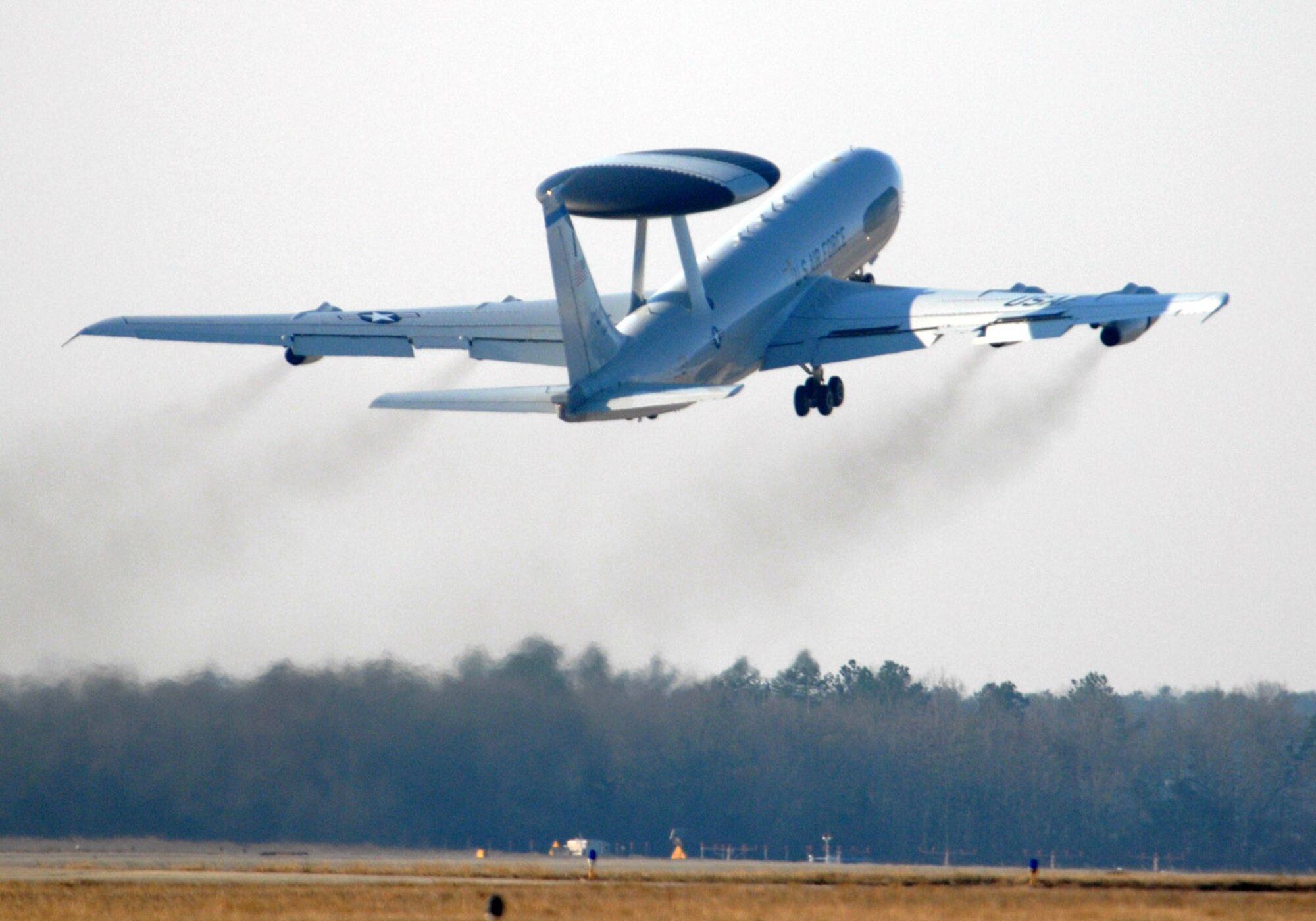 An E-3 Sentry takes off in support of Exercise Iron Thunder Feb. 7 at Shaw Air Force Base, S.C. The excercise helped prepare Airmen for airborne operations while deployed. (U.S. Air Force photo/Airman 1st Class Matthew Davis)