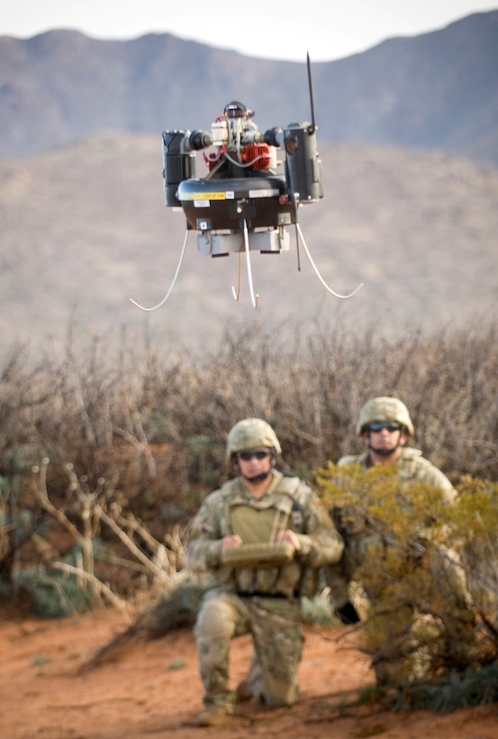 The Future Combat Systems Class I unmanned aerial vehicle can be carried in a backpack and provides dismounted soldiers with new capabilities in reconnaissance, surveillance and target acquisition capability on the battlefield. U.S. Army photo
