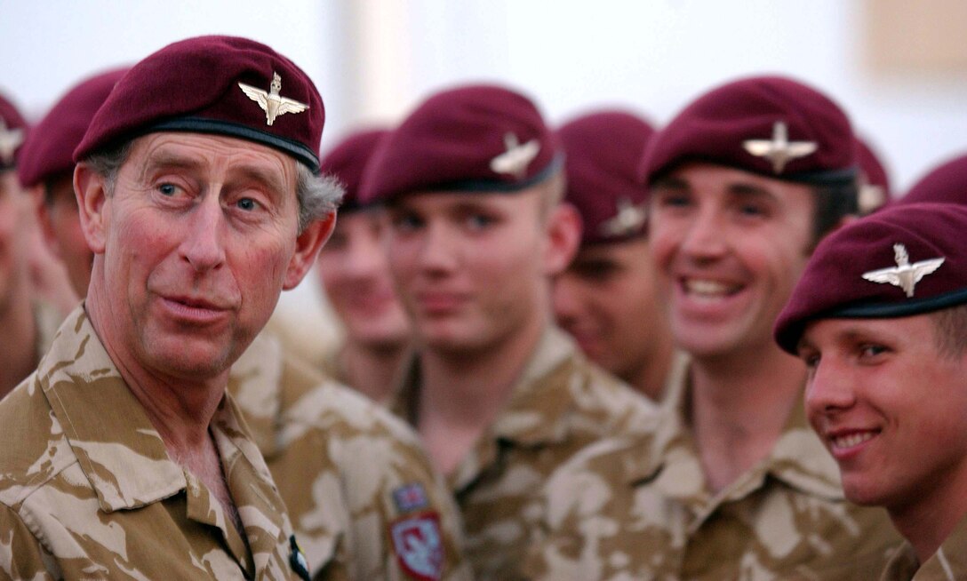 Prince Charles visits British troops in Basra, Iraq, Feb. 9,  becoming the first member of the British royal family to visit Iraq since  Operation Iraqi Freedom began. Photo by Cpl. Gary Wort, RAF