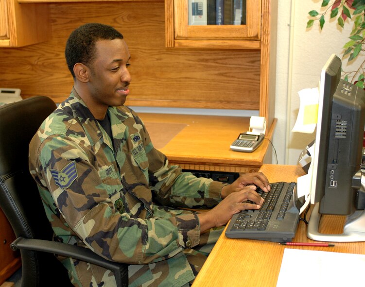 Staff Sgt. Artevius Griffin, 60th Air Mobility Wing Judge Advocate Office paralegal, was selected as Travis' Warrior of the Week. (U.S. Air Force photo by Jennifer Brugman)

