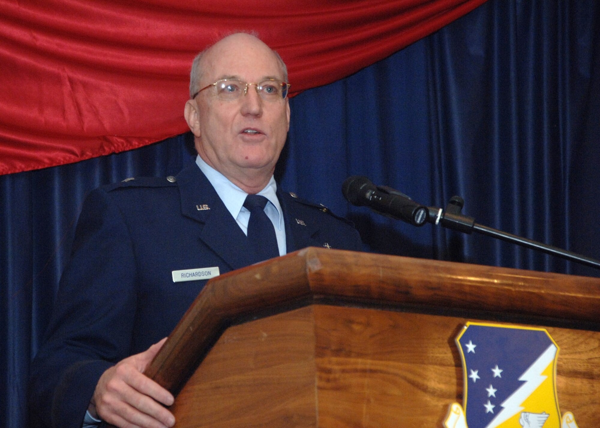 Guest speaker chap (Brig. Gen.) Cecil Richardson, U.S. deputy chief of chaplains giving his speech at the prayer breakfast Tuesday. The general spoke to the theme of Lord, guide and guard.