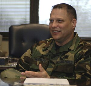 The newest and highest ranking enlisted Airman of the 1st Fighter Wing took command Feb. 12. Chief Master Sgt. James MacKinley, a 25 year veteran, plans to focus on the welfare of Airmen here.