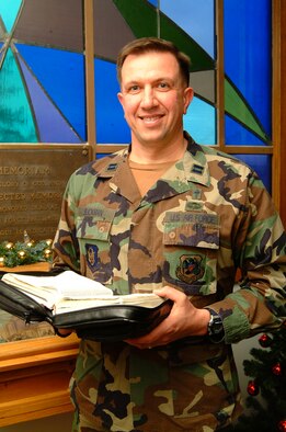 Chaplain, Captain Jim Buckman, is reaching out to members of the 442nd Fighter Wing in his role as the wing's newest chaplain.  Chaplain Buckman was in the Army National Guard before transferring to the wing last year.  (U.S. Air Force photo/Maj. David Kurle)