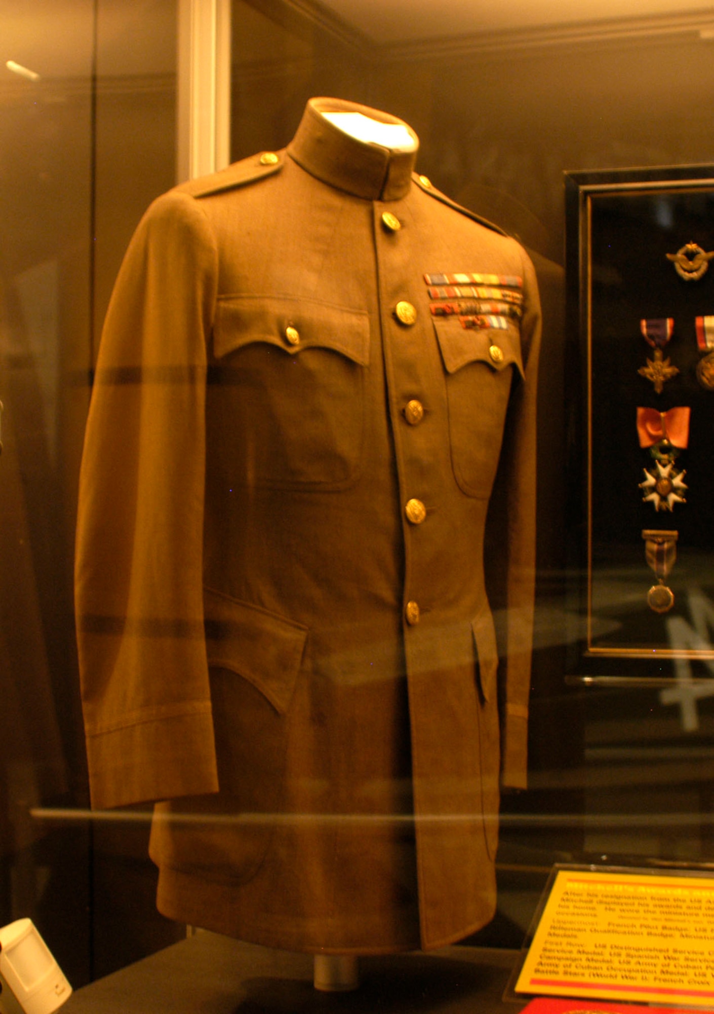 DAYTON, Ohio - Gen. Billy Mitchell's high collar jacket tailored for him in June 1921. The jacket is on display in the Early Years Gallery at the National Museum of the U.S. Air Force. (U.S. Air Force photo)