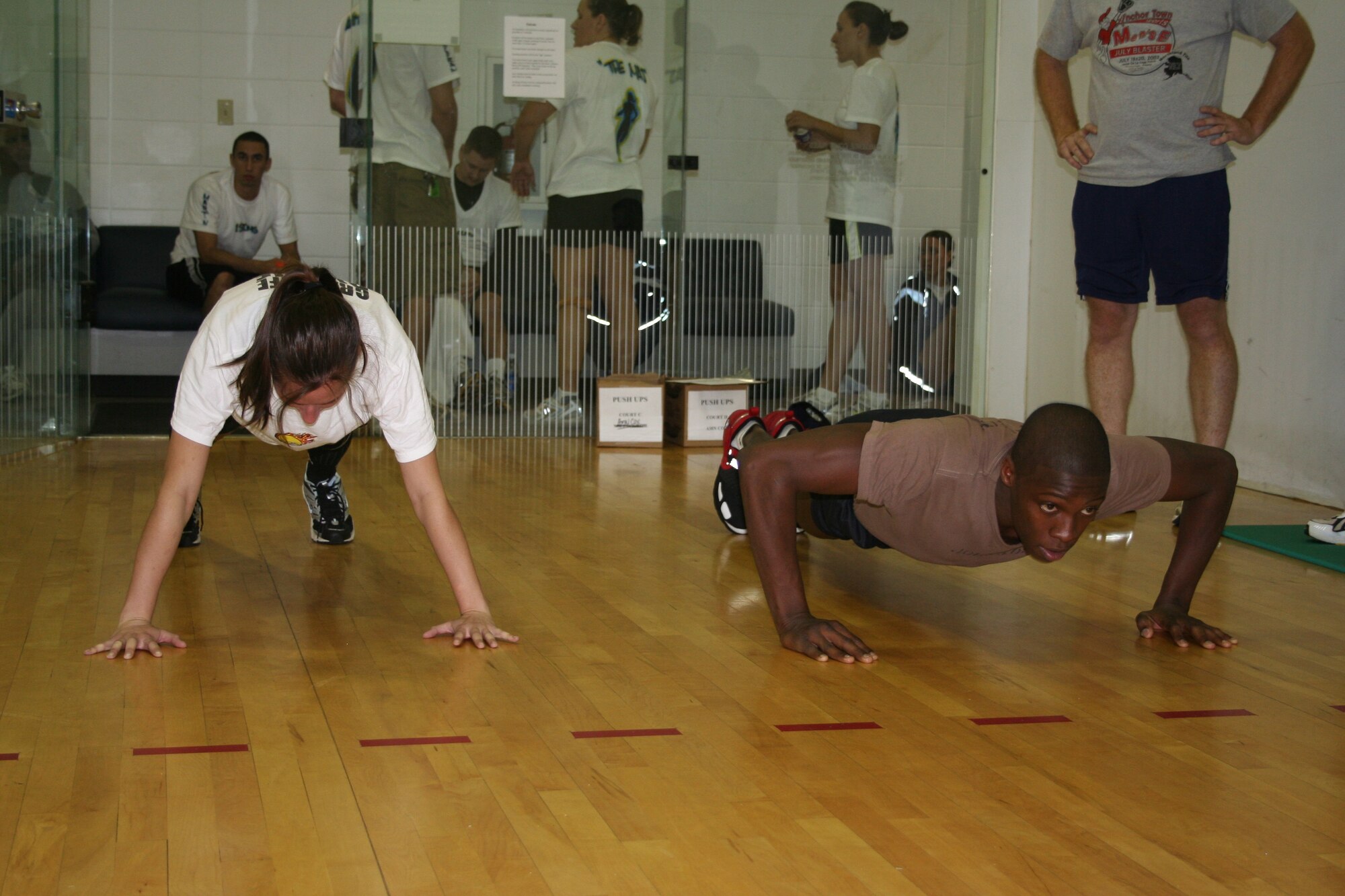 Airmen participate in the Fit Eagle Competition Feb. 9 at the Aderholt Fitness Center. (U.S. Air Force photo by Dylan Laurie) 