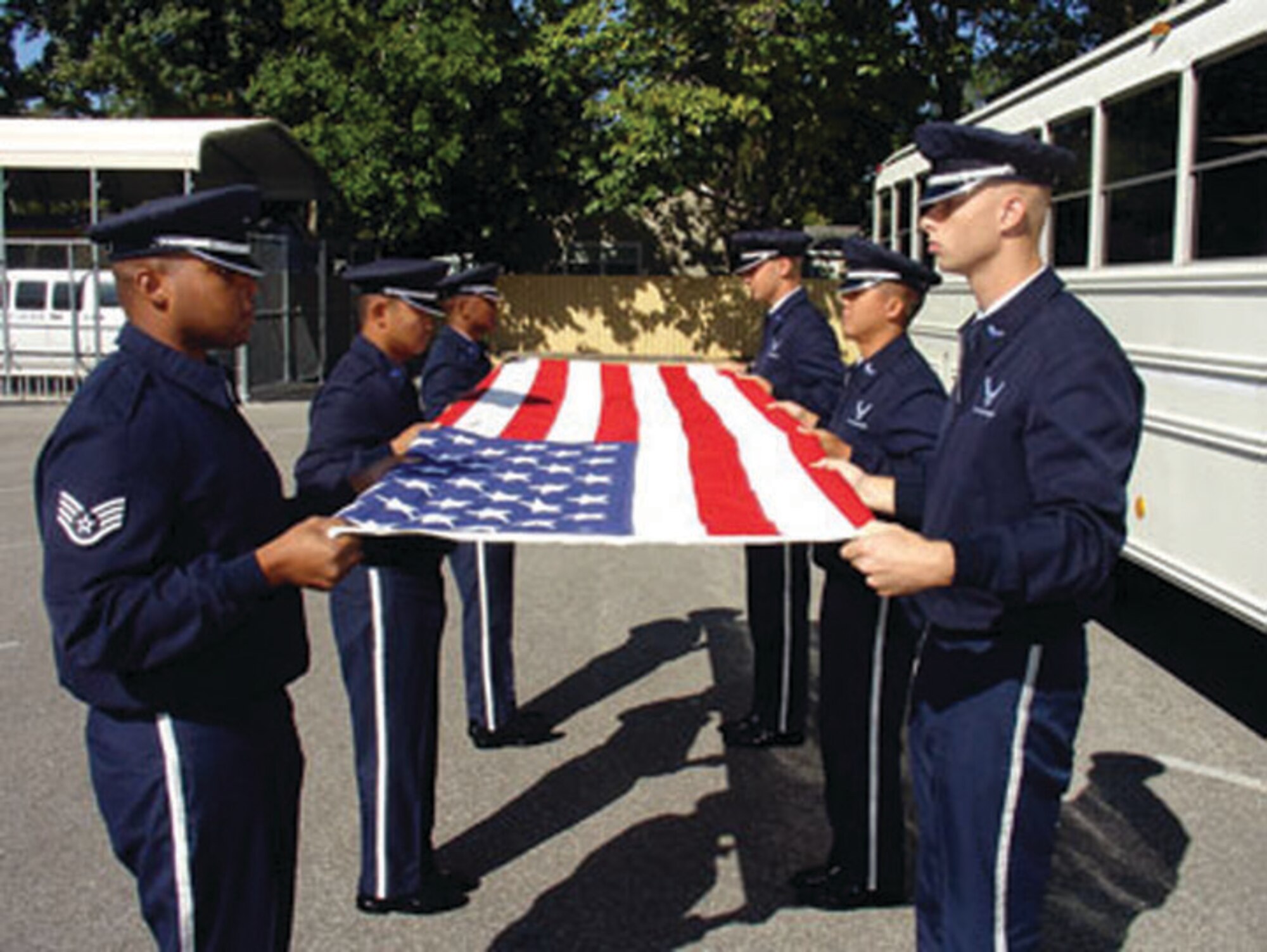Members of the Hurlburt Field honor guard prepare to fold the colors. (Courtesy photo)