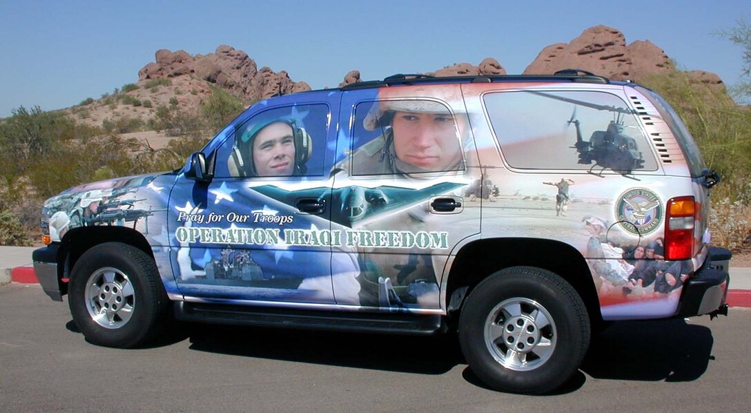 Ed and Tonie Negrin plan to drive this truck named "Defend  America" on their upcoming trip to military bases to show their support for  America's troops. Photo courtesy of Ed and Tonie Negrin