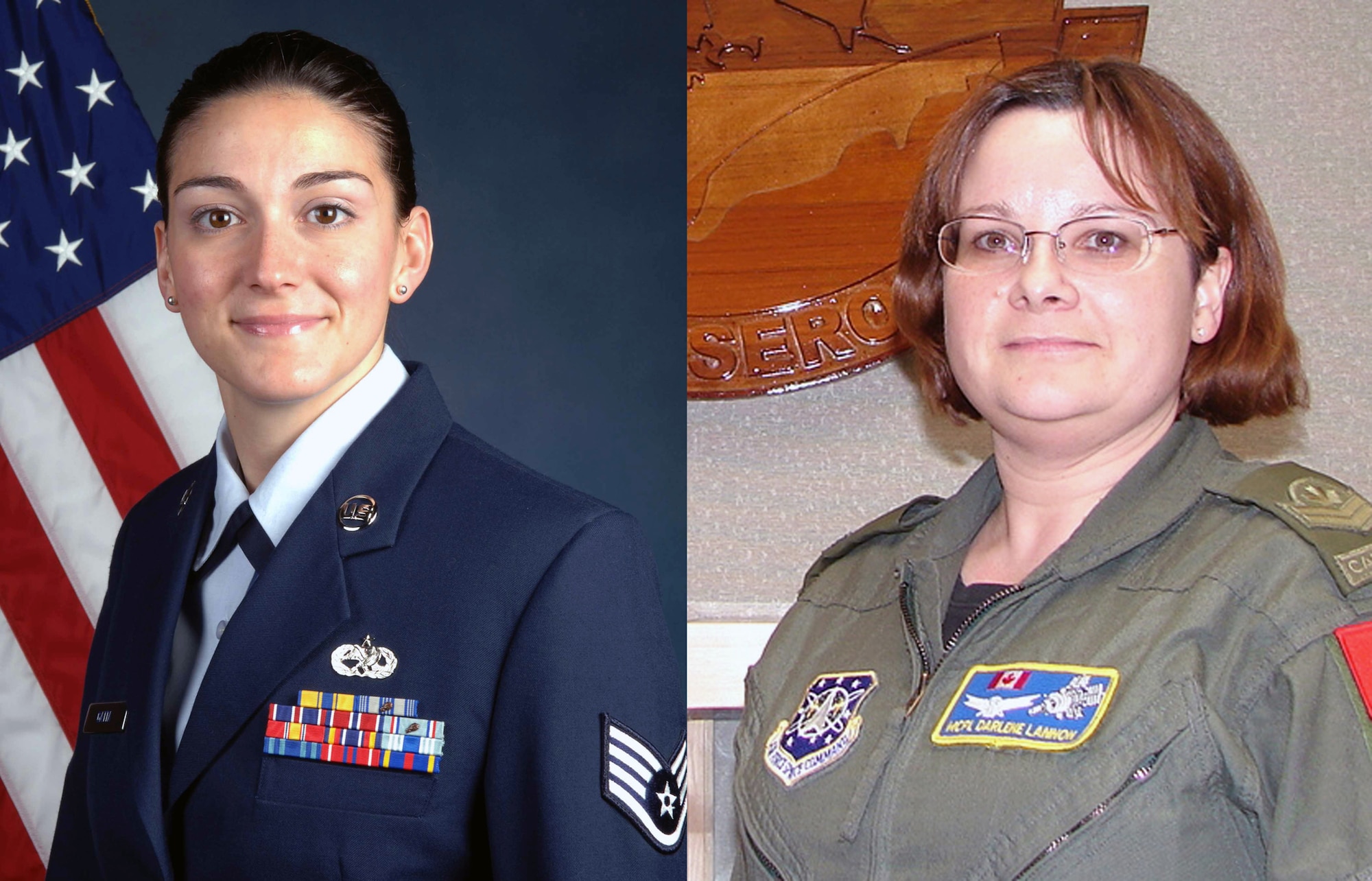 Staff Sgt. Veronica Gatta and Canadian air force Master Cpl. Darlene Lannon are the co-Star Perfomers from the 2nd Space Warning Squadron. Sgt. Gatta hails from Saugerties, N.Y. and is a missile warning security administrator and testing manager. Cpl. Lannon hails from Corner Brook, Newfoundland, Canada, and is a ground systems operator.