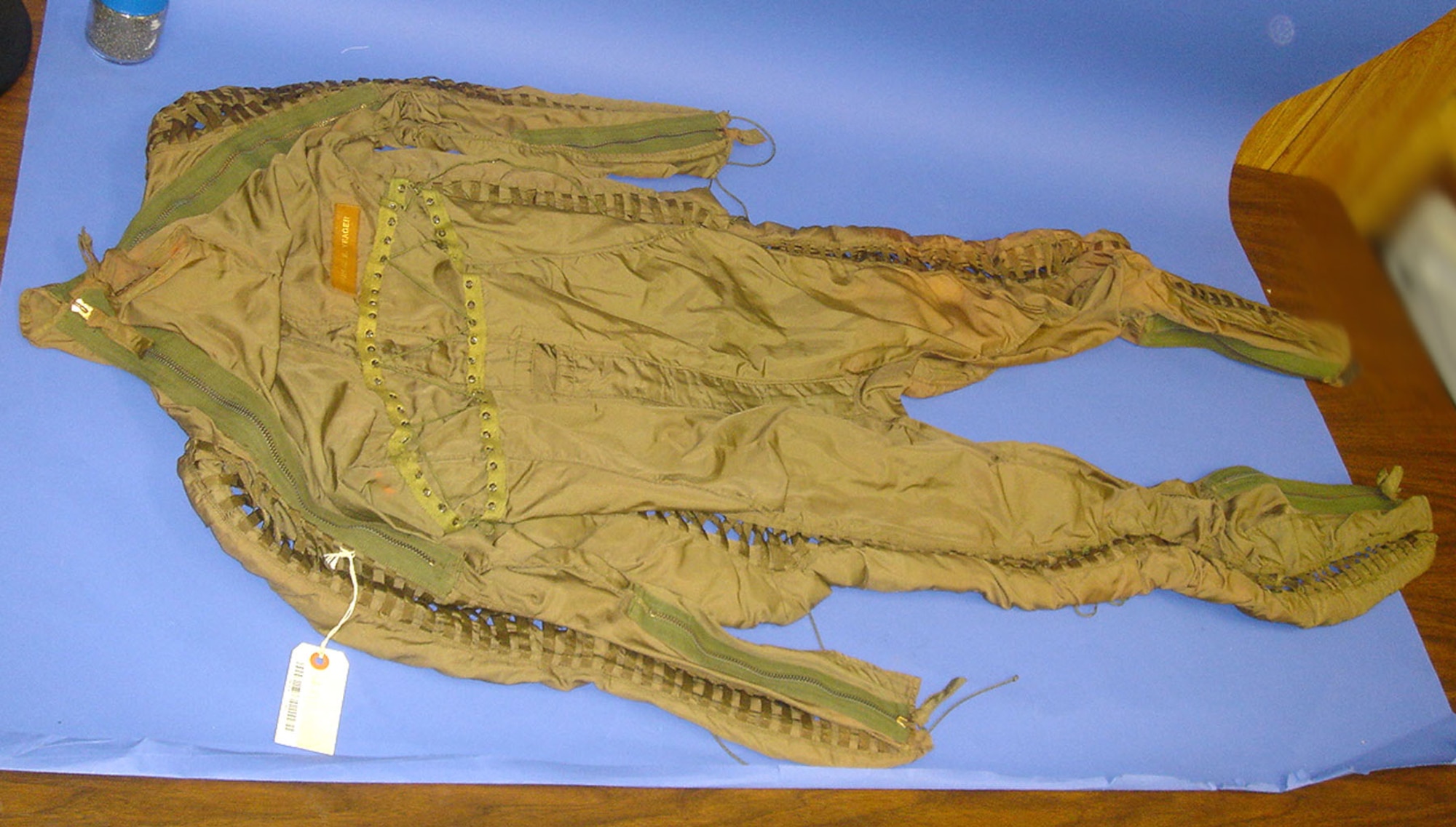 This flying suit was worn by Chuck Yeager during his X-1 flight tests in 1947. (U.S. Air Force photo)