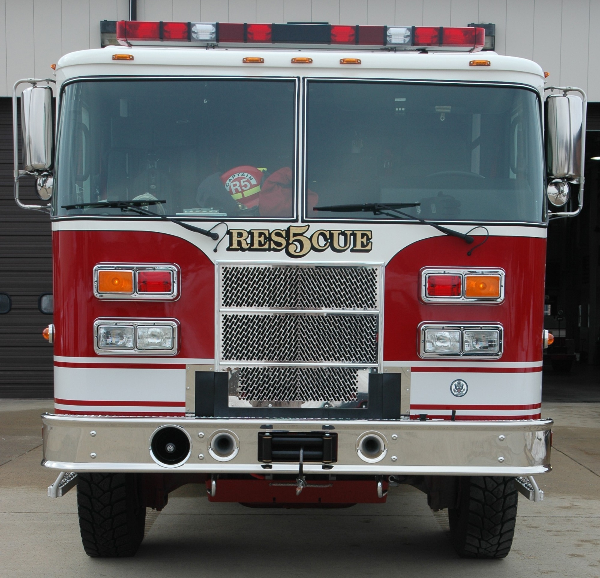 GRISSOM AIR RESERVE BASE, Ind., -- Rescue 5, Grissom's latest fire truck provides first responders a valuable tool when responding to accidents and incidents both on and off base. The heavy duty rescue vehicle was put into service recently and is proving to be a valuable asset to both the base and the community. (U.S. Air Force photo/Tech. Sgt. Doug Hays)