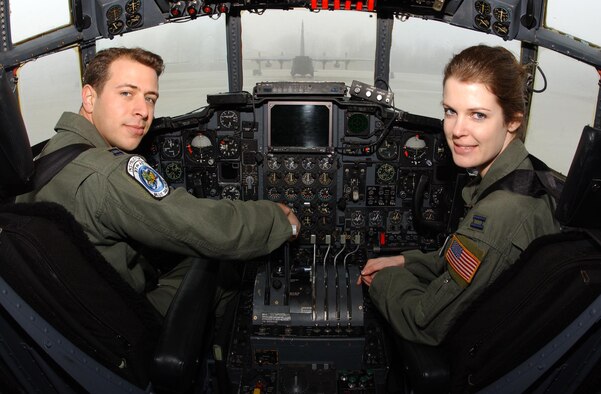 Captains Dan and Sarah Santoro, pilots with Ramstein’s 37th Airlift Squadron, have spent over 1,000 days deployed together in support of the Global War on Terrorism. Photo by Senior Airman Erin Peterson
