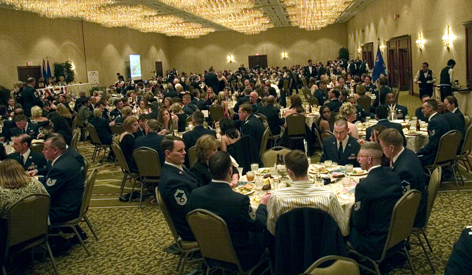 The downtown Fort Worth Hilton was filled with an astounding 500 plus 301st Fighter Wing members, family, and friends along with staunch local community supporters at the Inaugural Awards Banquet Feb. 3. The event, spearheaded by the Chiefs Group, recognized many annual award winners among others warranting special recognition during 2006. (U.S. Air Force Photo/Staff Sgt. Jason Costantino)