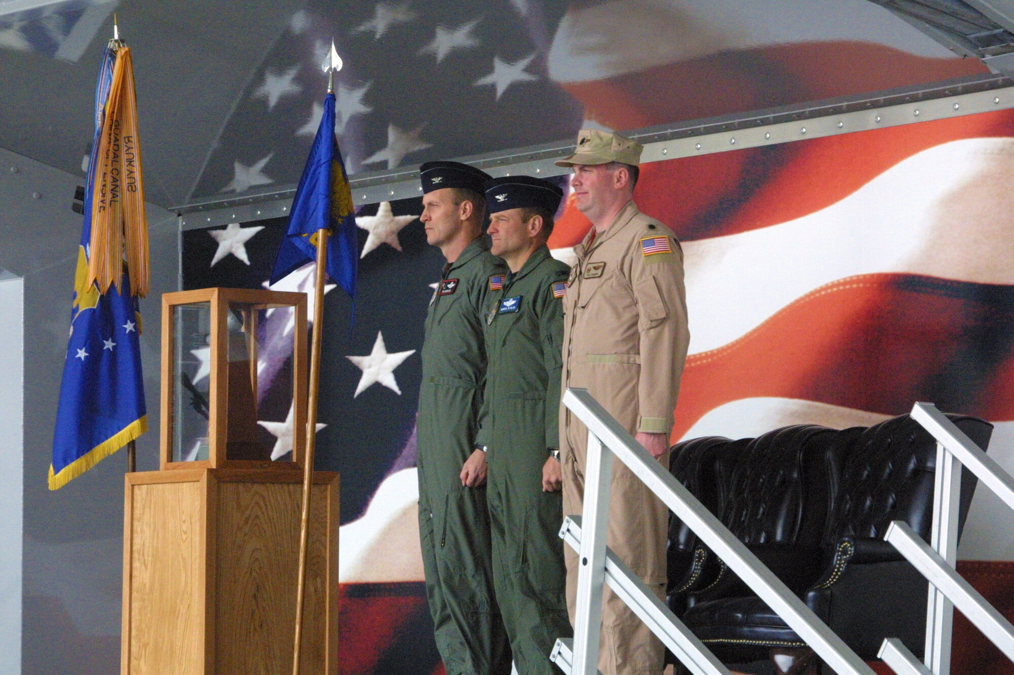 The 41st Airlift Squadron realigned under the 463rd Airlift Group at Little Rock AFB, Ark., in a ceremony Feb. 16, at Pope AFB, N.C. (U.S. Air Force Photo/Nicole Campbell)