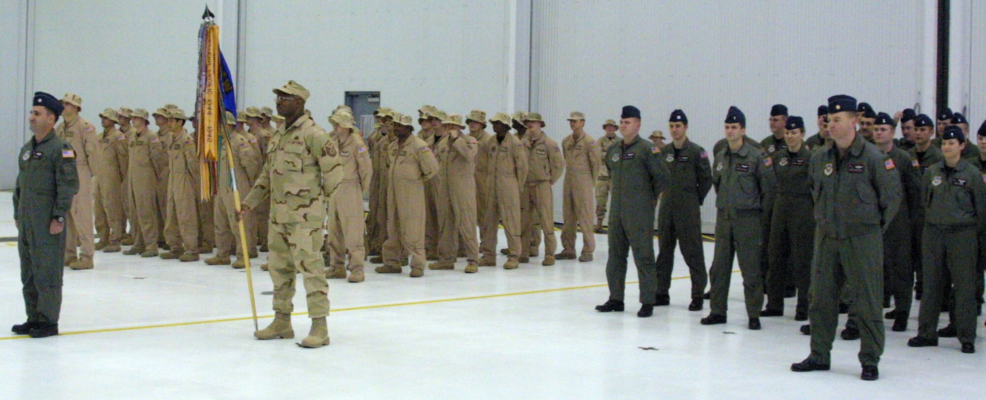 The 41st Airlift Squadron realigned under the 463rd Airlift Group at Little Rock AFB, Ark., in a ceremony Feb. 16, at Pope AFB, N.C. (U.S. Air Force Photo/Nicole Campbell)