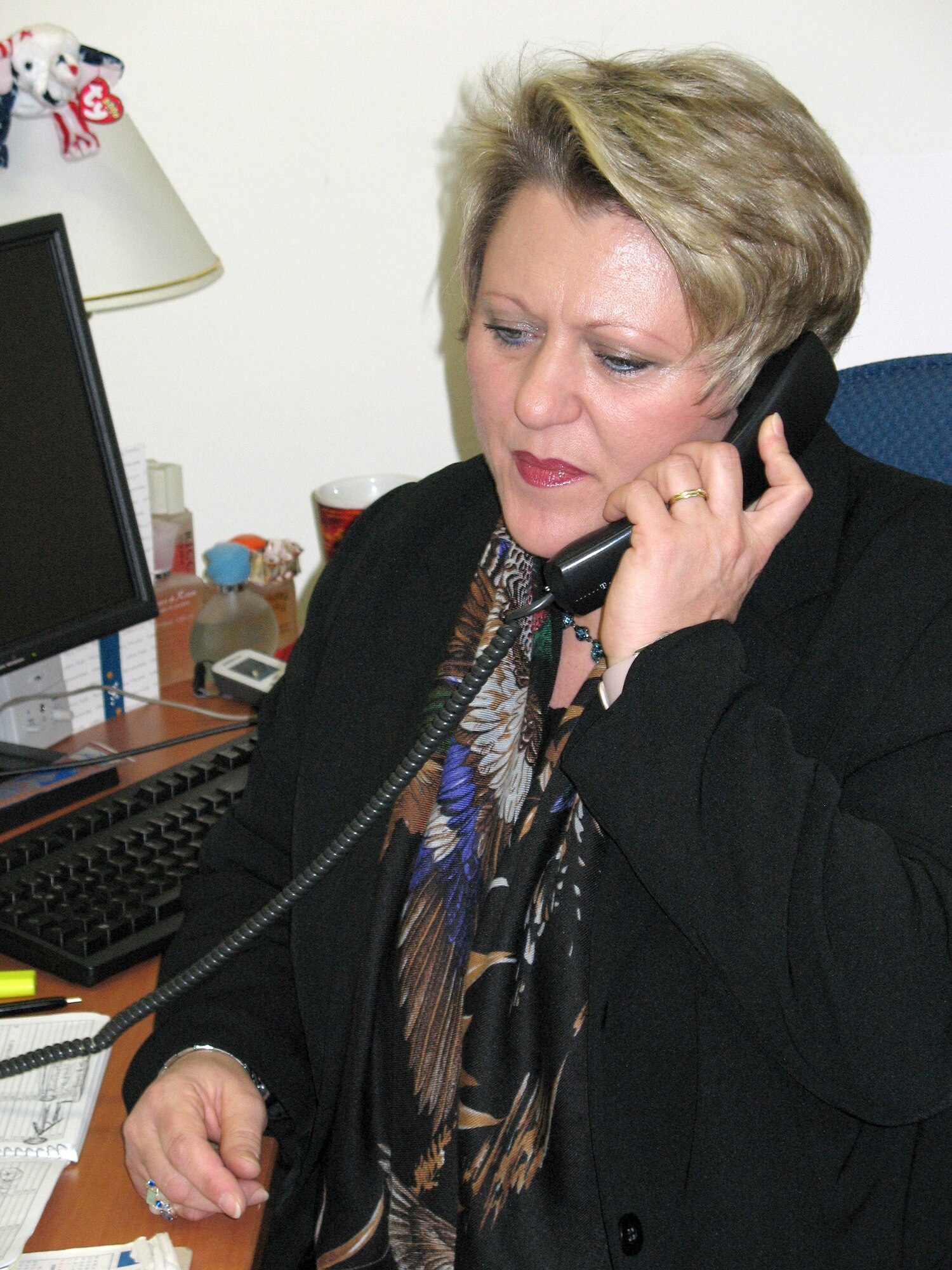 Host nation specialist, Sissi Koesling, answers a question for a customer at the German-American Community Office in Kaiserslautern, Germany. The GACO and has helped more than 10,000 customers since opening four years ago. The GACO provides information about the local community, German customs and more. (U.S. Air Force photo/Staff Sgt. Greg Bluethmann)