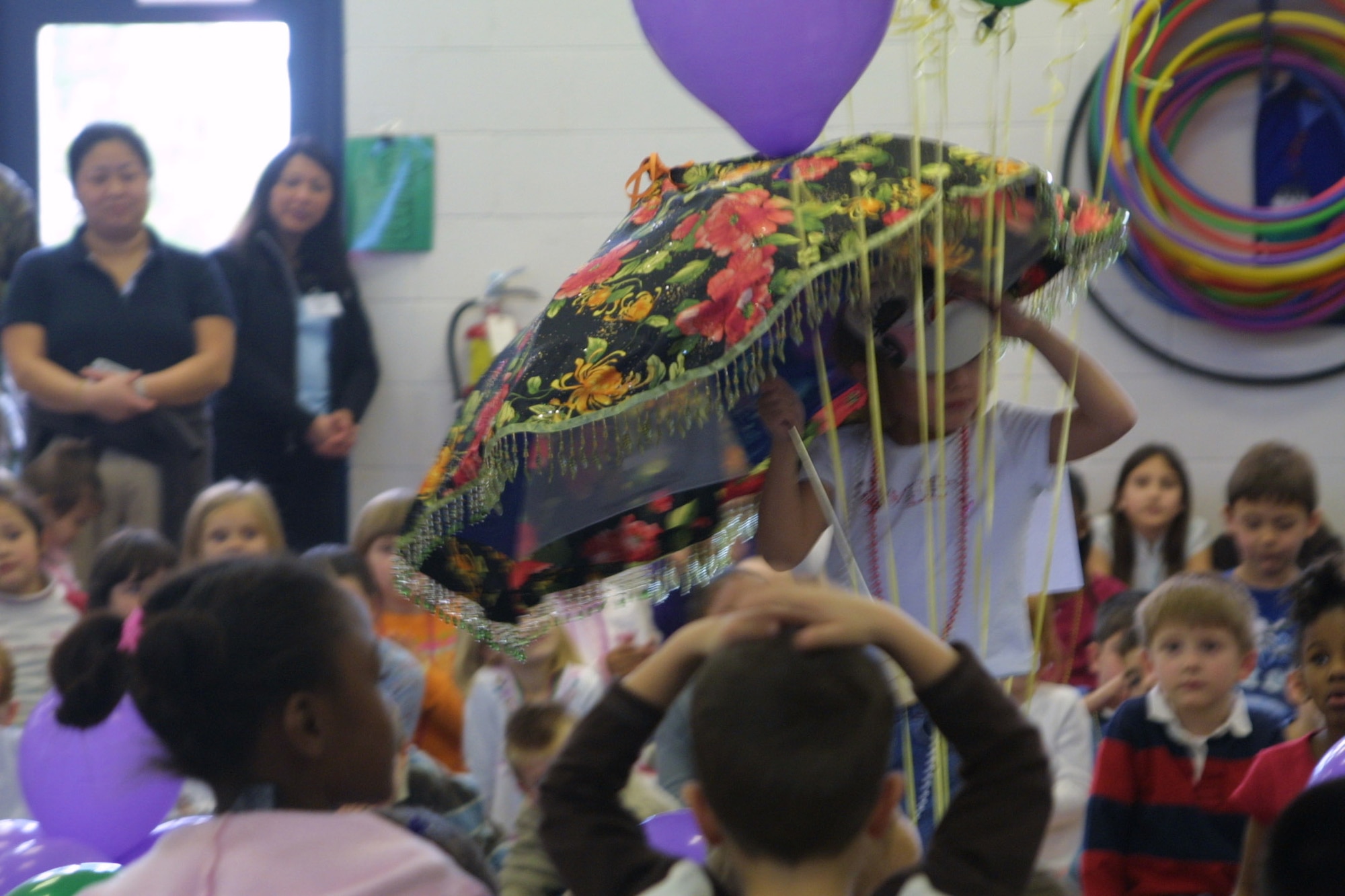 Students at Pope Elementary School celebrated Fat Tuesday Feb. 13, by hosting a "Strutter's Ball." Thirty-one students decorated umbrellas and competed for awards such as "Most Colorful" and "Most Froo Froo." The Parent and Teacher Organization has raised $647 for a New Orleans elementary school and sold baked goods at the celebration to add to that amount.