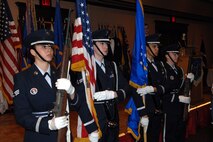MINOT, N.D. -- Members of the Minot Air Force Base Honor Guard prepare to post the colors during the 91st Space Wing Annual Awards Banquet at the Holiday Inn Feb. 23. The honor guard typically supports this type of event. (U.S. Air Force photo by Airman 1st Class Cassandra Butler)  
