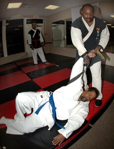 Master Carlton Lundy gives Hapkido lessons to his students during one of his classes held at the Langley Community Center Feb.14.

