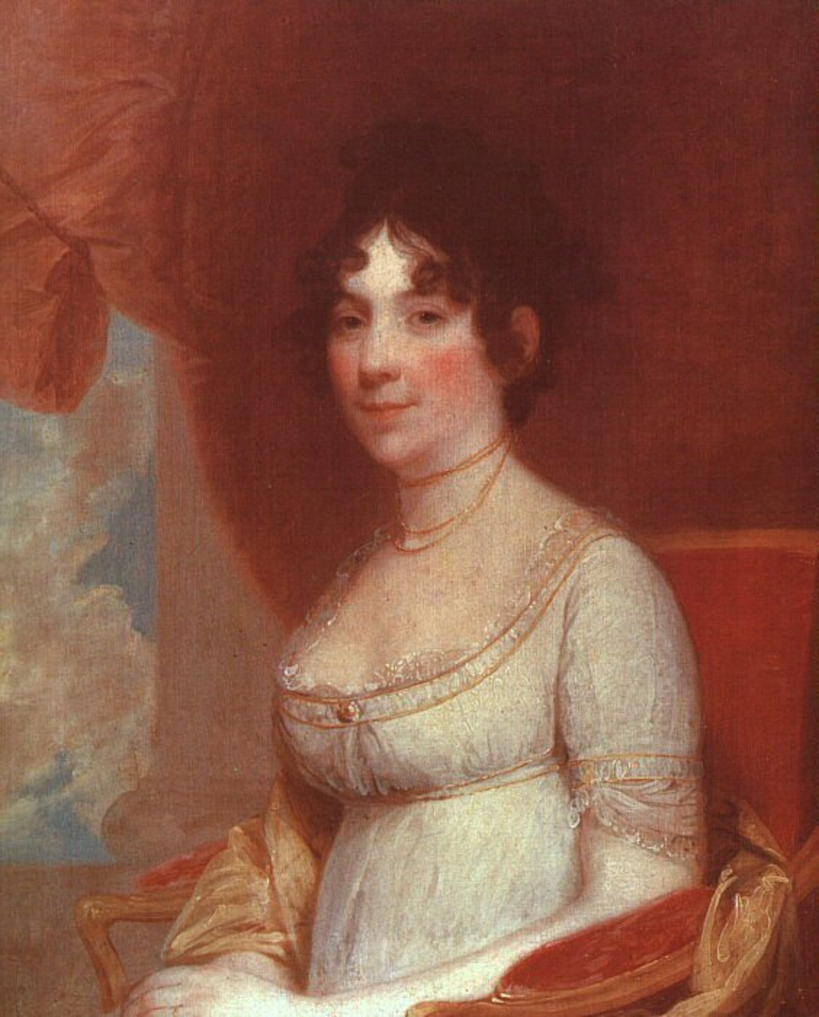 In August 1814, British soldiers invaded Washington D.C. They looted the White House and Capitol Building, and set fire to both. Dolley Madison, wife of then-president James Madison, rescued a few items from the White House moments before the soldiers arrived, but everything else was stolen or burned. 
The fleet of ships then attacked Baltimore. That battle inspired the national anthem penned by Francis Scott Key: The Star-Spangled Banner. 
The ships then sailed for Halifax, Canada. In a bad storm, the fleet turned in to the shoals near Prospect. 
Divers in this area have found items that can be linked to the 19th century White House.  Ironically, because of where the ships went down and the fact that they were British Royal Navy ships, the rights of ownership of items is at question.  There is dispute that the items may be kept by anyone with a treasure trove license who recovers them.  That is challenged because the items were on a British military vessel; and of course these items were also once property of the United States, the White House and the Madison family.  Portrait courtesy of the National Archives.
