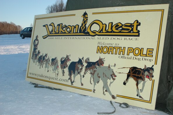 EIELSON AIR FORCE BASE, Alaska--The Dog Drop in North Pole is the last checkpoint for the Yukon Quest before the finish line in Fairbanks. The Yukon Quest is a 1,000-mile international sled dog race held annually in Alaska. Mushers race through territory from Whitehorse to Fairbanks. (U.S. Air Force photo by Staff Sgt. Gloria Wilson)