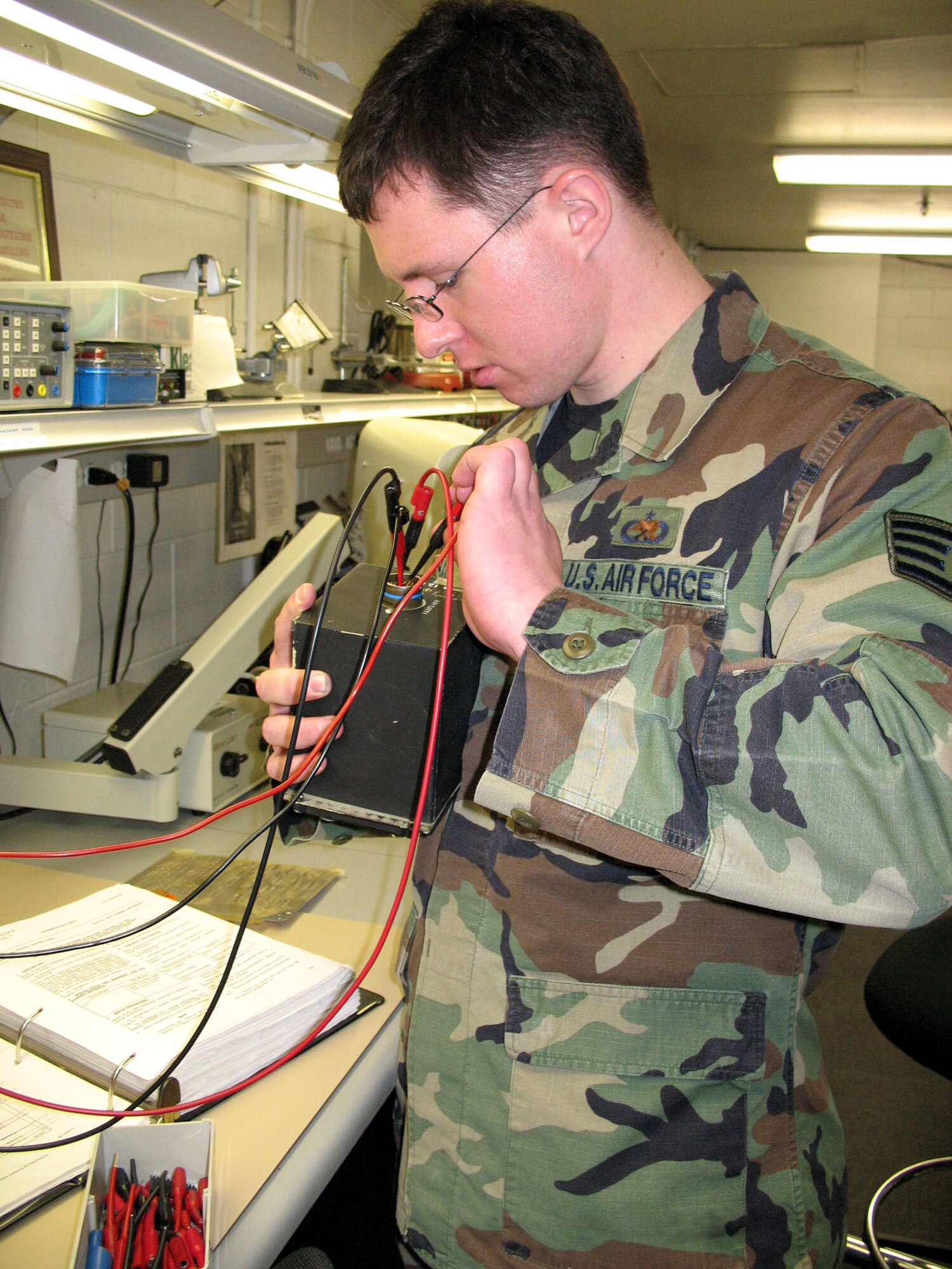 Staff Sgt. Keith Hall is a member of the three-person Air Force Repair Enchancement Program at Misawa Air Base, Japan. The AFREP keeps maintenance costs down by increasing wing-level repair of aerospace parts and equipment. Sergeant Hall is with the 35th Maintenance Group. (U.S. Air Force photo/Senior Airman Sasha Navarro-Schmidt)
