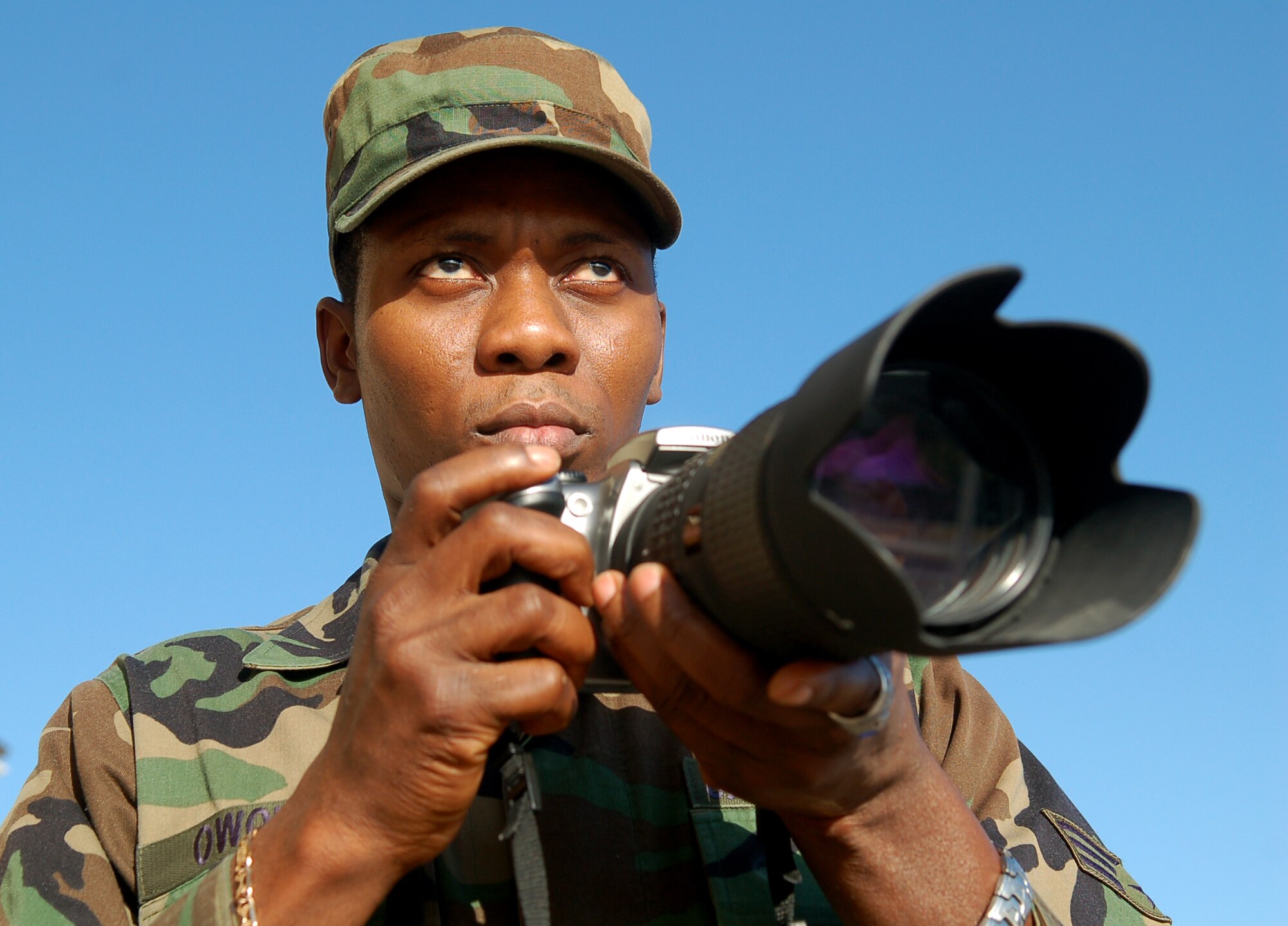 LAUGHLIN AIR FORCE BASE, Texas -- Senior Airman Olufemi Owolabi, 47th Flying Training Wing public affairs, is the Air Education and Training Command's Public Affairs Airman of the Year for 2006.  (U.S. Air Force photo by Staff Sgt. Austin M. May)