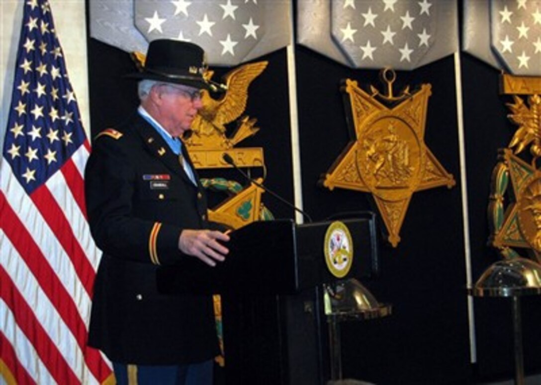 Retired Army Lt. Col. Bruce Crandall was inducted Feb. 27 into the Pentagon Hall of Heroes. Crandall received the Medal of Honor during a Feb. 26 White House ceremony. 