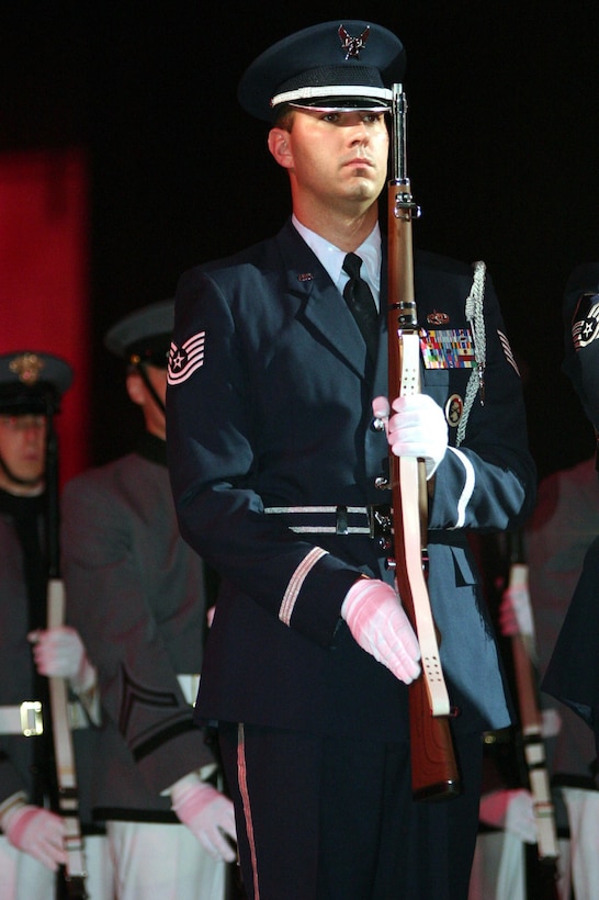 (Courtesy photo) Tech. Sgt. Thomas Whiteman, Northeast Air Defense 
Sector Communication Systems Craftsman, performs Color Guard duties 
during the September 2006 Rochester International Marine Tattoo event.
Sergeant Whiteman was awarded the New York Air National Guard Honor 
Guard Program Manager of the Year for 2007.
