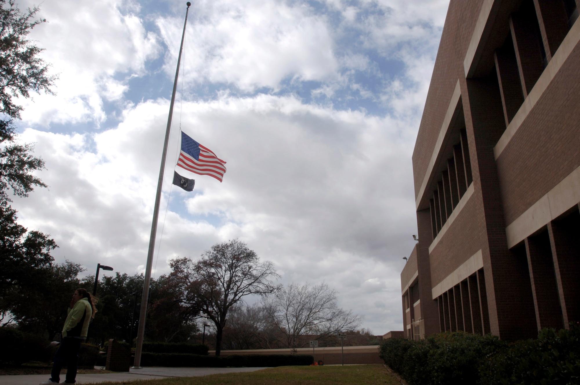 The U.S. flag flies at half-staff at the South Texas Veteran's Health Care System Hospital in San Antonio in honor of President Gerald R. Ford, 38th president of the United States, who died Dec. 26.  (U.S. Air Force photo/Tech. Sgt. Cecilio M. Ricardo Jr.)