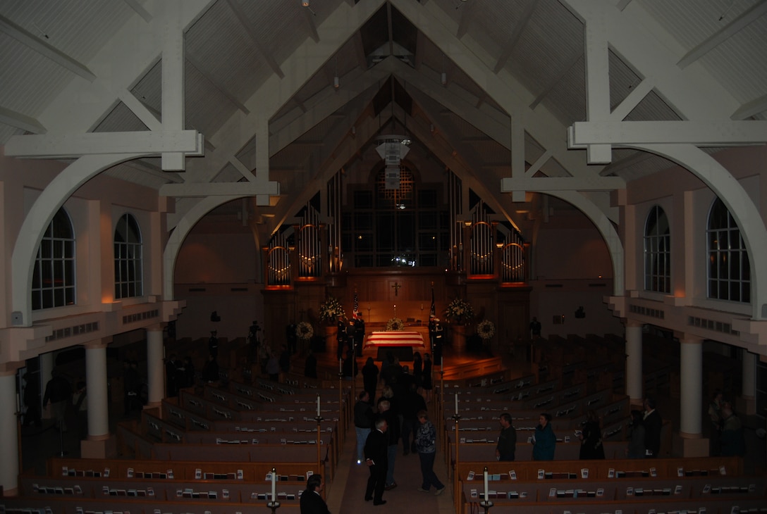 Former President Gerald R. Ford lies in repose at St. Margaret's Episcopal Church in Palm Desert, California, as citizens from the surrounding community pay their respects. More than 500 military members are in Palm Desert supporting the California portion of the State Funeral for the former president. The military is providing ceremonial, logistics, and security support to honor and pay tribute to the former Commander-in-Chief and the Ford family. Ford died in Palm Desert, California, Dec. 26 at the age of 93. (U.S. Air Force Photo/1st Lt Carrie L. Kessler)