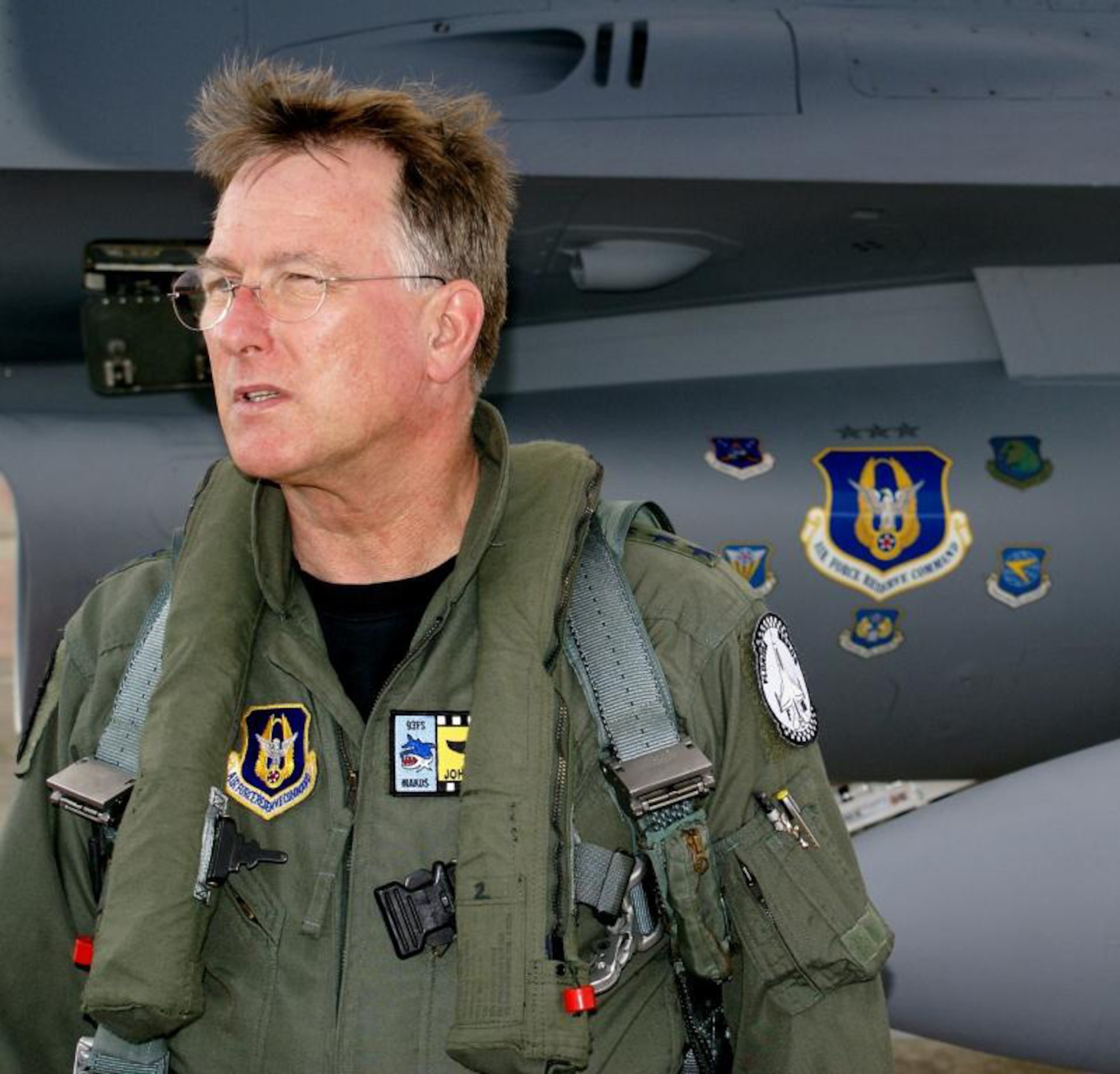 482nd Maintenance Group Airmen added several distinguishing elements to an F-16 Fighting Falcon dedicated to Lt. Gen. John A. Bradley, Commander of the Air Force Reserve Command Dec. 13 here at Homestead Air Reserve Base, Fla. Airmen recently repainted the jet and added several special decals, such as the AFRC major command shield surround by the shields of the five numbered air forces in the Air Force Reserve Command. (U.S. Air Force photo/Ryan Ayers)