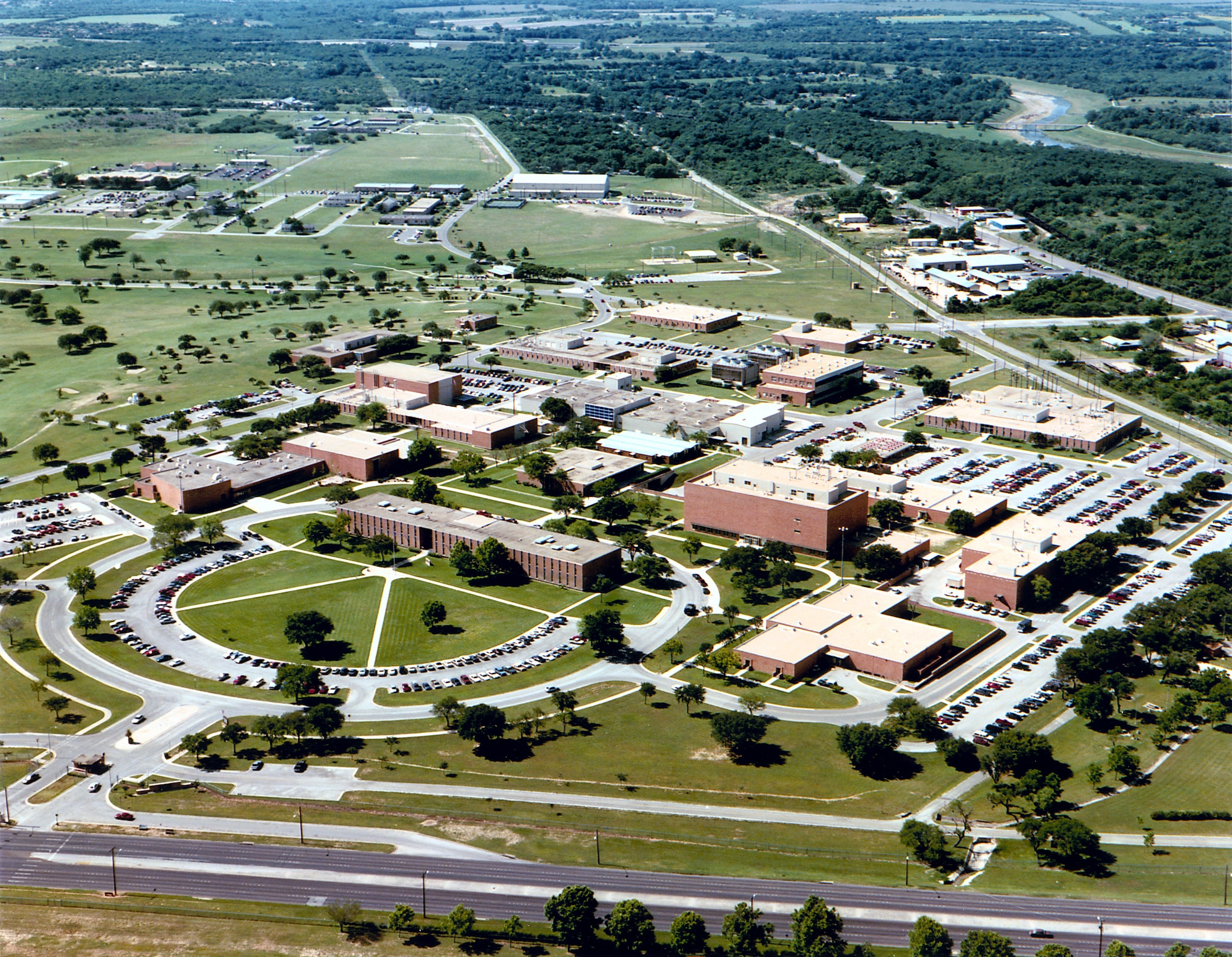 Aerial photograph of Brooks City-Base "Hill" complex.