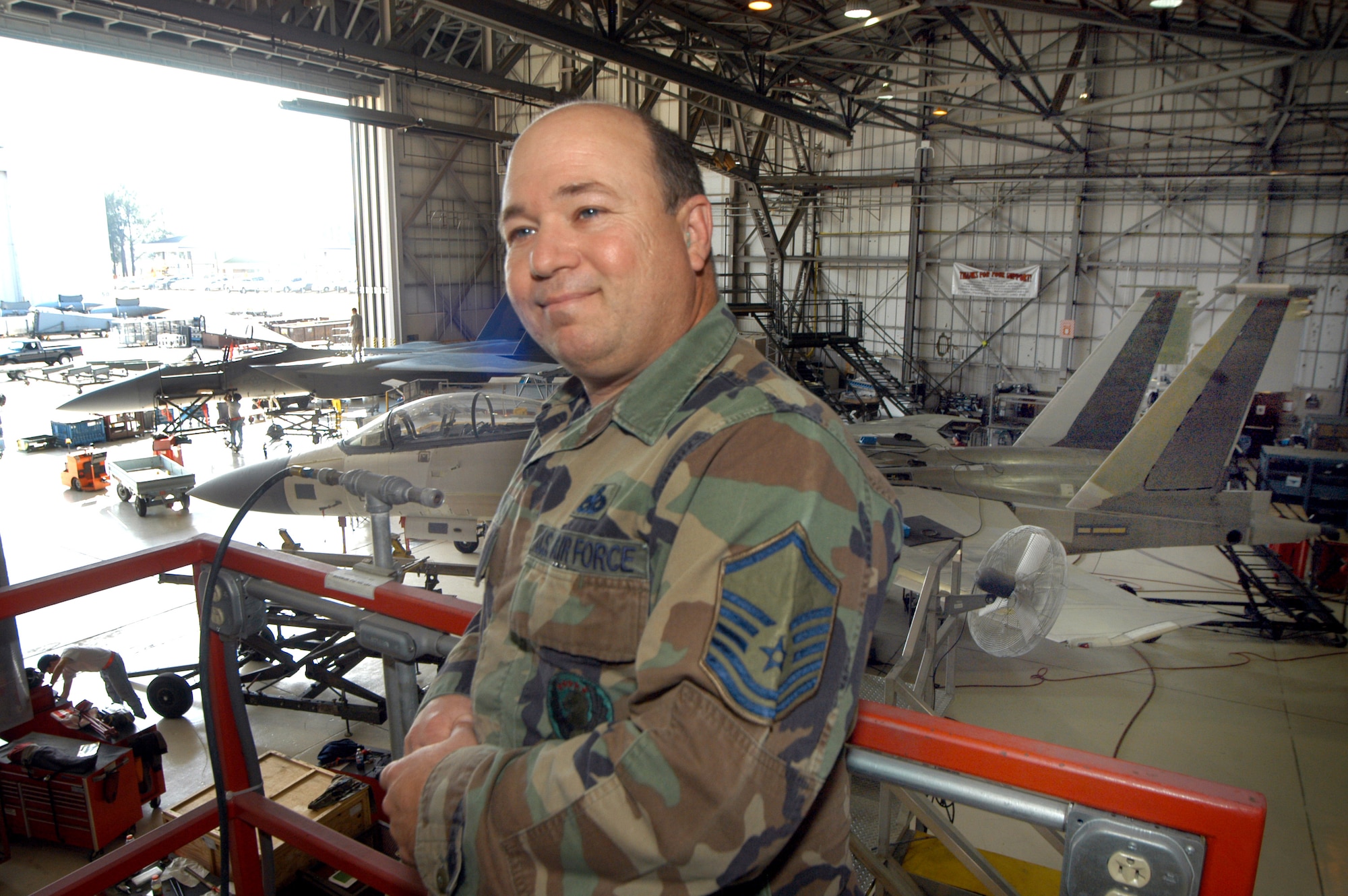 Master Sgt. John Ferrara, an aircraft maintenance craftsman, has spent his entire 25-year career with the 653rd Combat Logistics Support Squadron. Sergeant Ferrara will retire from the Air Force in May. U. S. Air Force photo by SUE SAPP