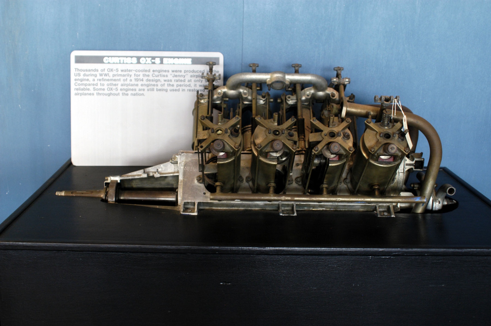 DAYTON, Ohio -- Curtiss OX-5 on display in the Research & Development Gallery at the National Museum of the United States Air Force. (U.S. Air Force photo)