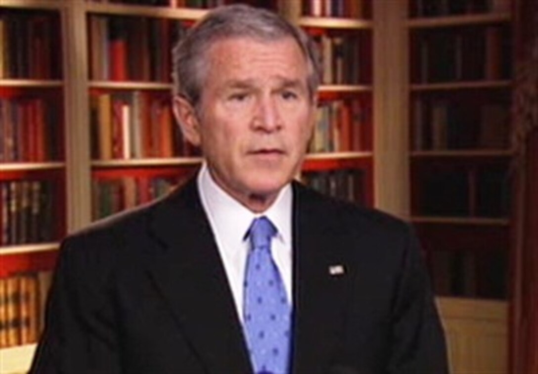 President George W. Bush outlines his new strategy for Iraq during an address to the nation from the White House, Jan. 10, 2007.