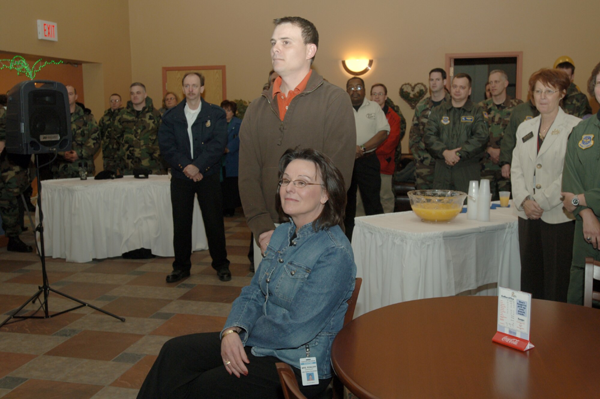 Linda Rohloff and Frank Rohloff, attended the grand opening of Fast Eddie’s coffee shop at the Community Activities Center. Linda and Frank are the wife and son of Edward Rohloff, who the coffee shop is named after. (photo/Airman 1st Class SerMae Lampkin)