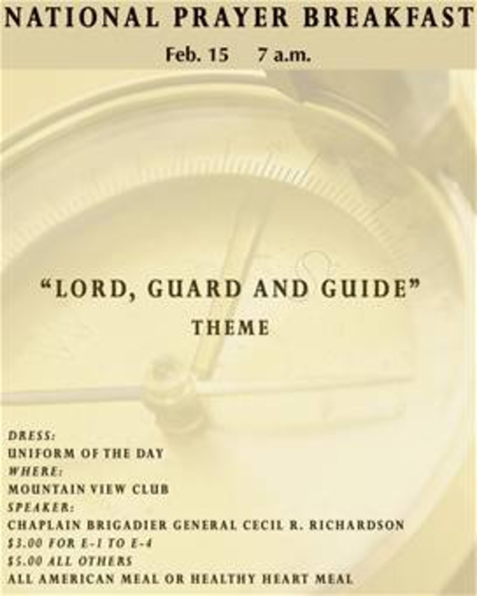 National Prayer Breakfast Feb. 15