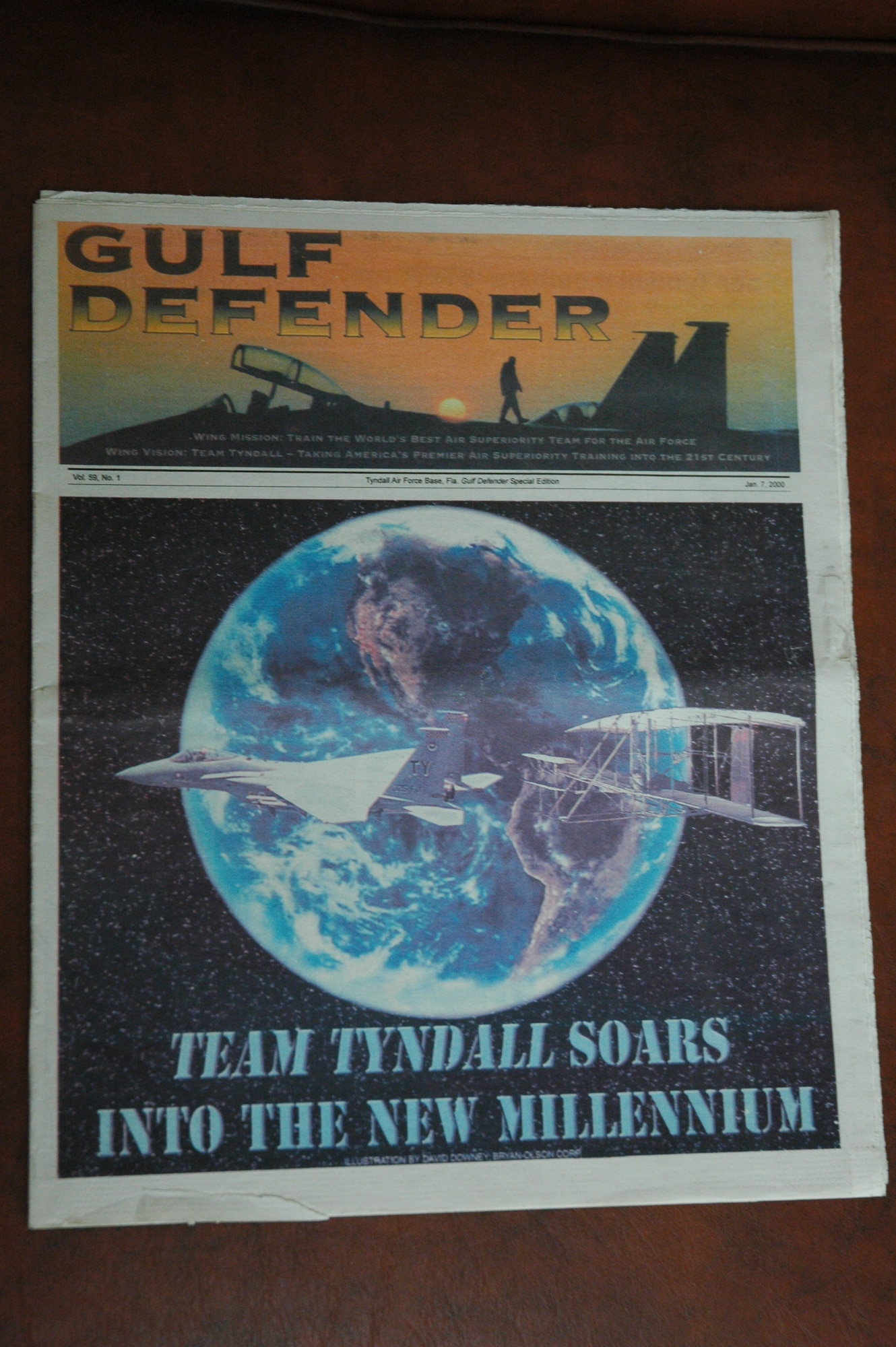 The Gulf Defender welcomes the new year much like how the Tyndall Target did  in 1943 with full color and a large illustration.