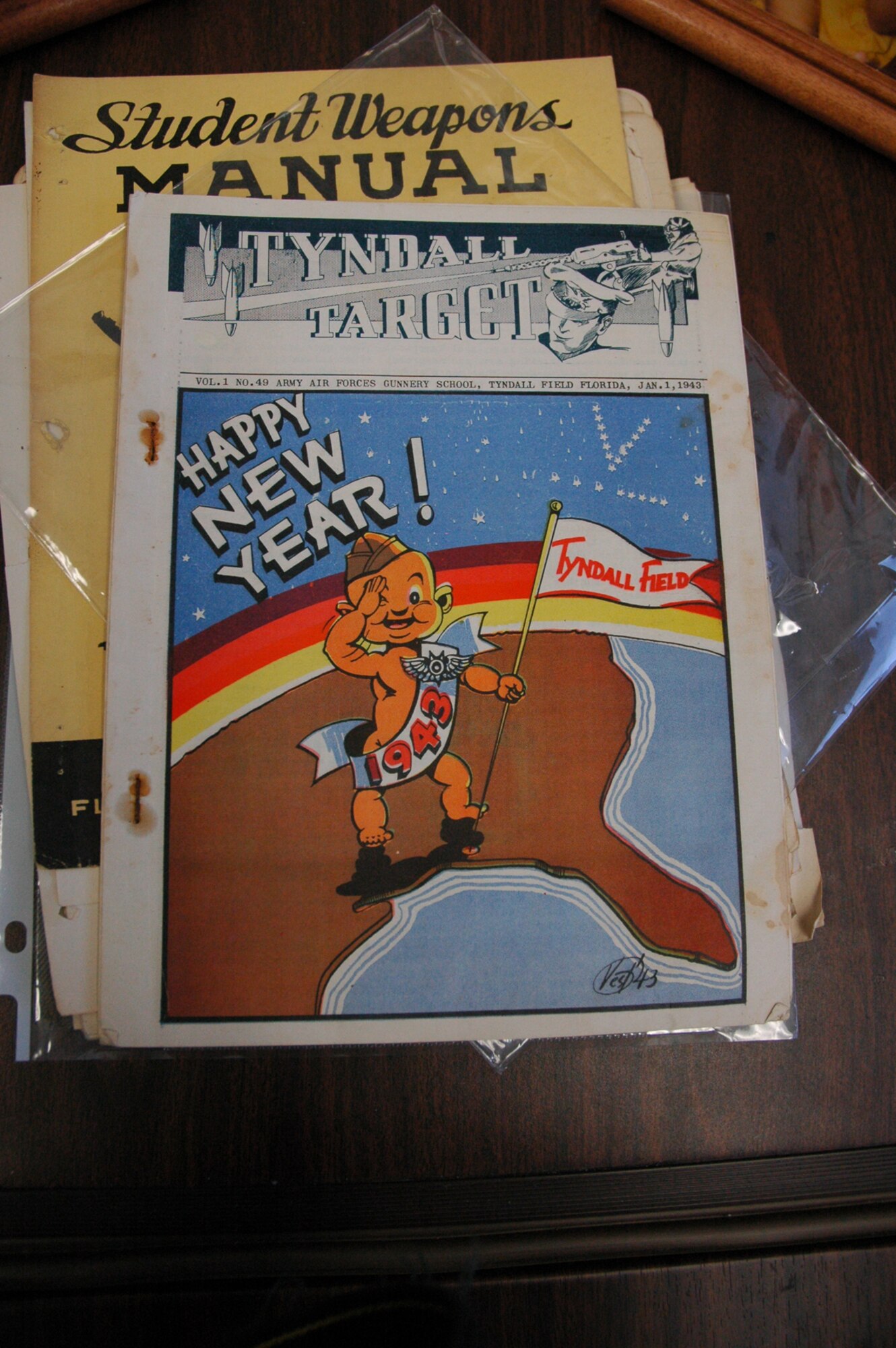 A New Year’s baby sergeant helped the Tyndall Target ring in the new year in 1943.