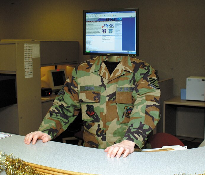 Air Force and Department of Defense officials have mandated centralization of personnel functions in all branches of the military.  The Air Reserve Personnel Center has developed a way for Air Force Reservists to handle their own personnel needs through the virtual-Personnel Center, Guard and Reserve portal, or vPCGR.  It will replace some in-person visits to the local military personnel flight's office.  (Photo Illustration/Maj. David Kurle)