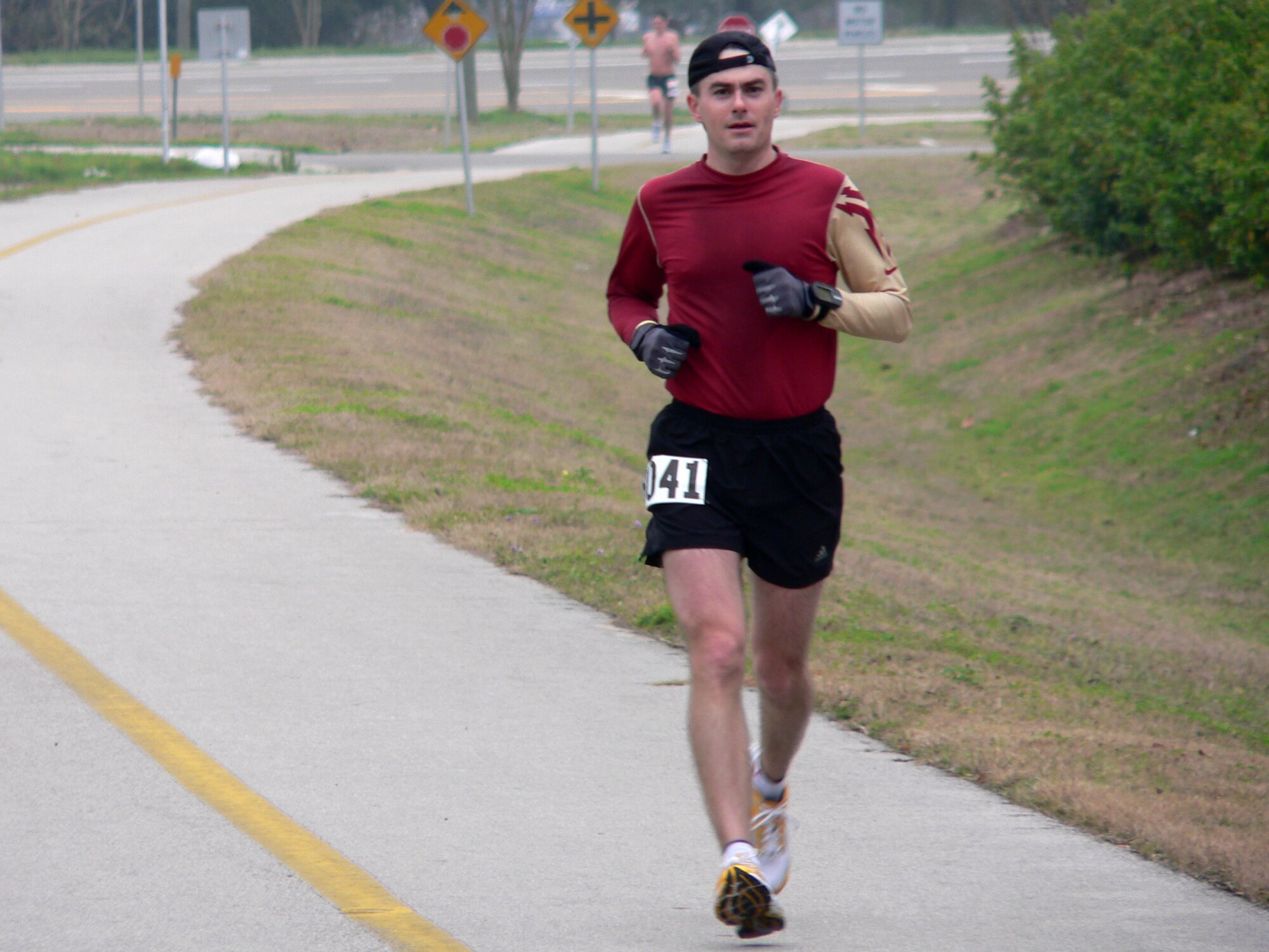 Maj. Michael Mills runs in the Tallahassee Marathon in February 2006. Major Mills is assigned to the Headquarters Air Force Weather Plans and Requirement Division and is training for the Antarctica Marathon. (Courtesy photo)