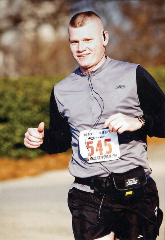 Capt. Rick Mueller, 437th Mission Support Group executive officer, competes in a half marathon in North Carolina in 2005. Captain Mueller is an extreme long-distance runner who will soon compete in his first 100-mile race.