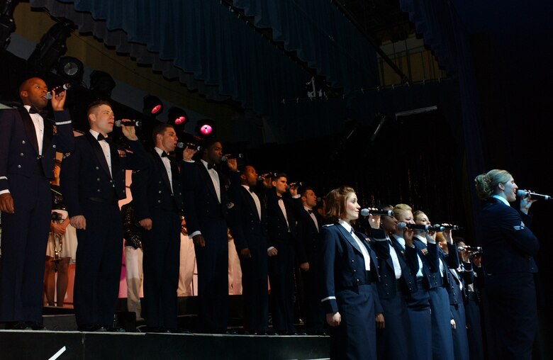 EIELSON AIR FORCE BASE, Alaska --The Tops in Blue world tour 2006 performs "what's love?" in Eielson AFB's Theatre on Jan. 12.  Their performance ushers in lively show tunes, country love, old time favorites, and today's hits in a classic fashion. The Air Force's Expeditionary Entertainers evoke one to reminise the power of love for family, their country, and that 'special someone'.
(U.S. Air Force photo by Senior Airman Rachel Walters)