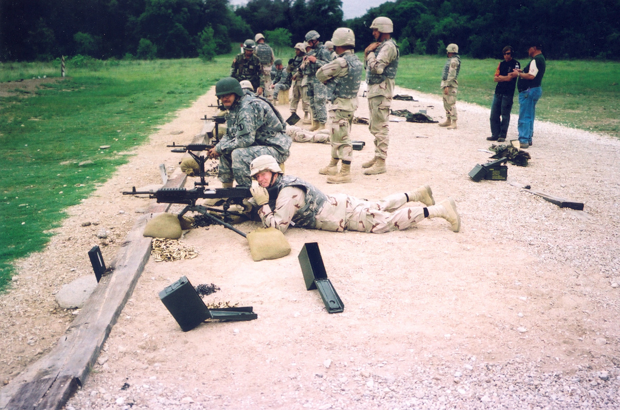 Capt. Scott MacNeil learns Army shooting techniques at Fort Hood, Texas, before deploying to fill an In Lieu of Forces billet in Iraq. Captain MacNeil is assigned to the 52nd Logistics Readiness Squadron from Spangdahlem Air Base, Germany. (Courtesy photo)