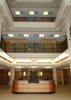 The view from the three-story atrium from allows one an unobstructed view from the charge of quarters desk to the ceiling. (USAF photo by Alan Boedeker)                               