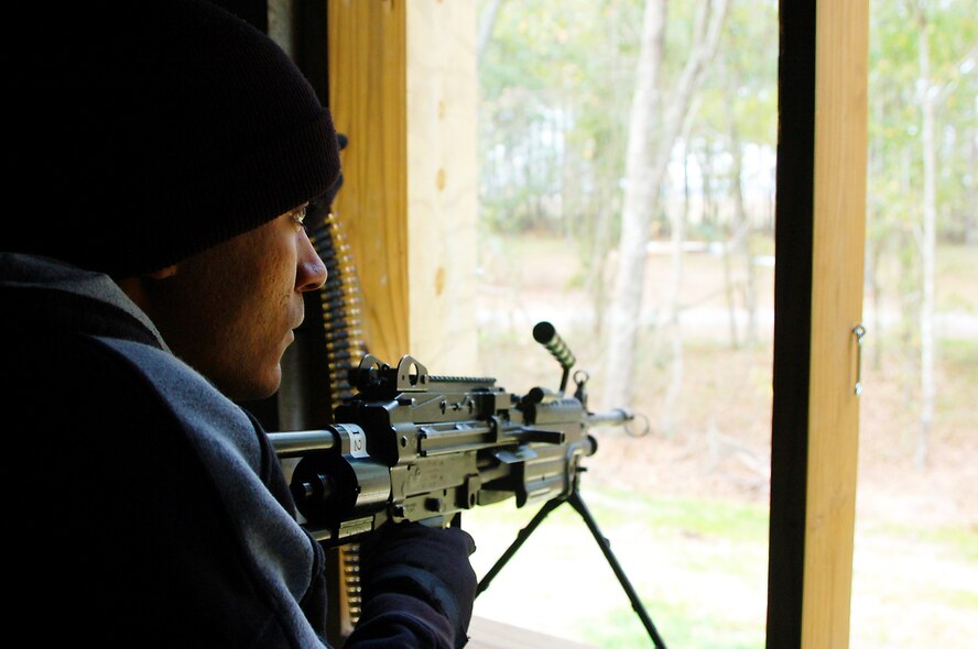 Senior Airman Jeffrey Polanco, an opposing force role-player with the 823rd Security Forces Squadron, waits for help to arrive during a combat medical skills excercise held at Moody Air Force Base, Ga., Jan. 19. (U.S. Air Force photo by Tech. Sgt. Parker Gyokeres)