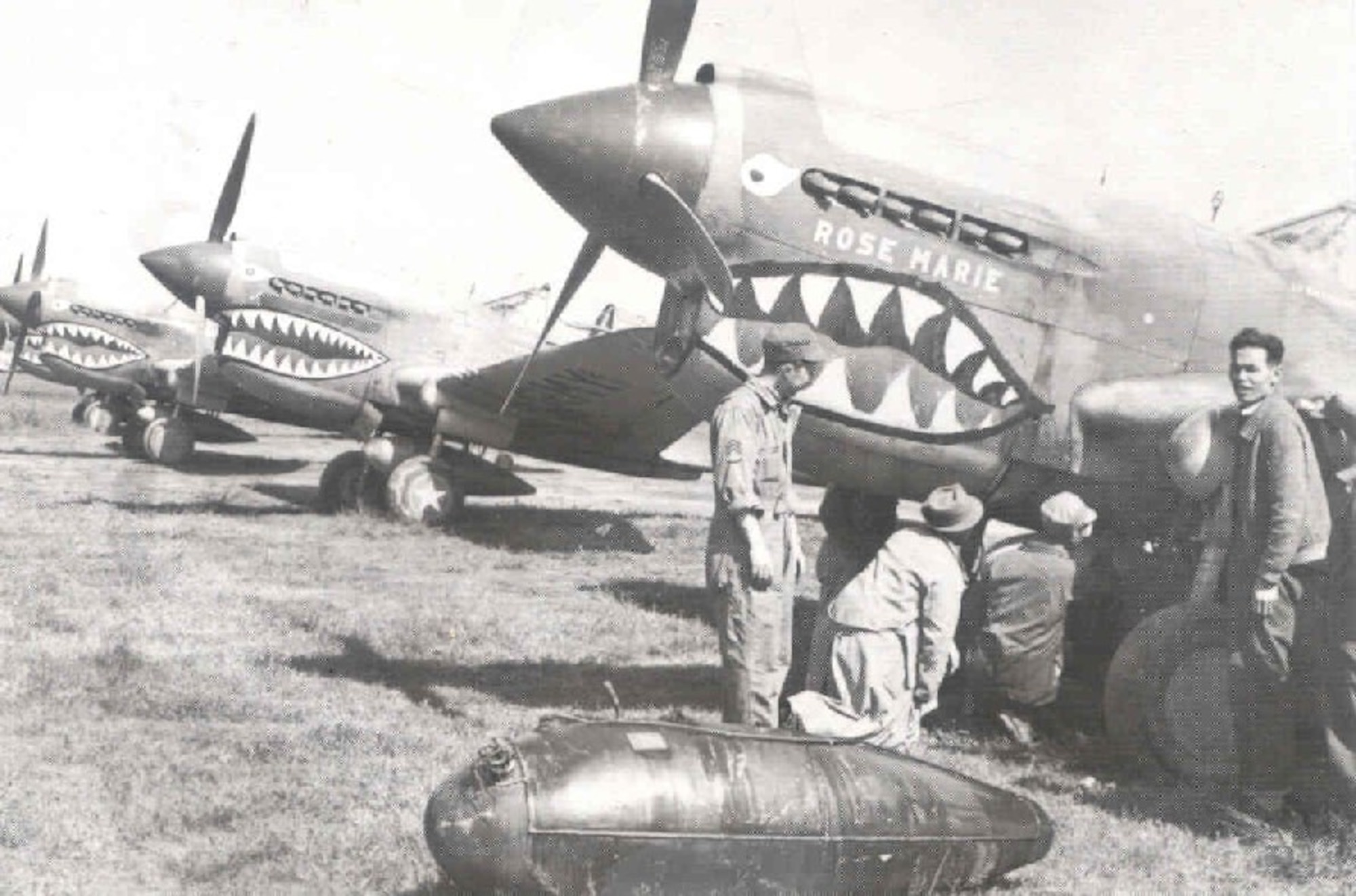 P-40 aircraft on the line during World War II.