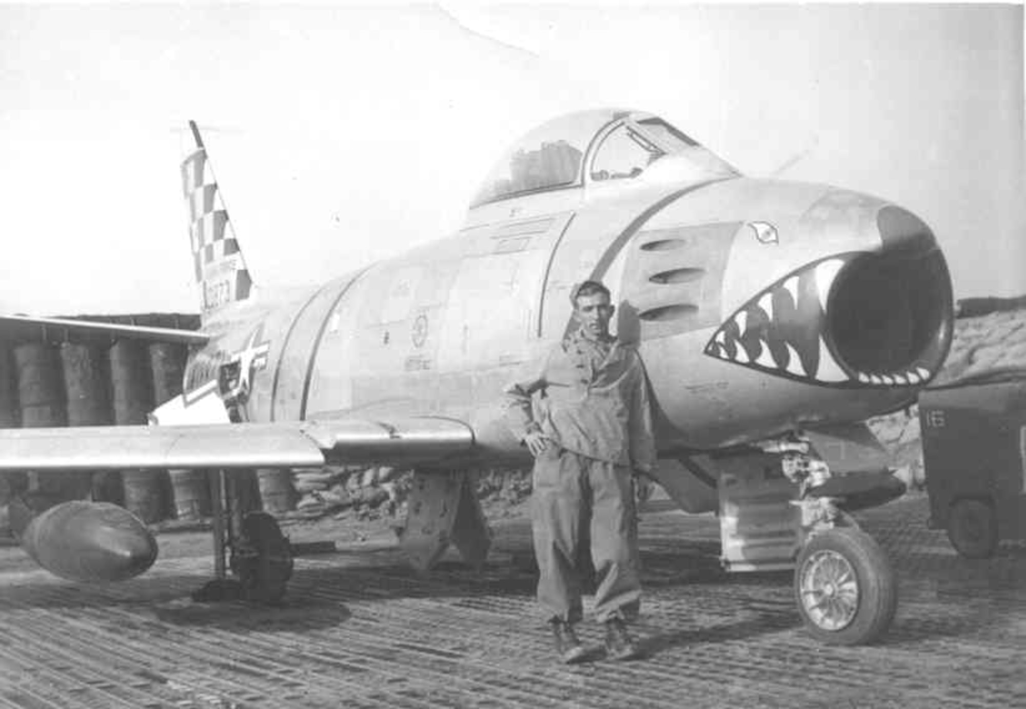 A crew chief with an F-86.